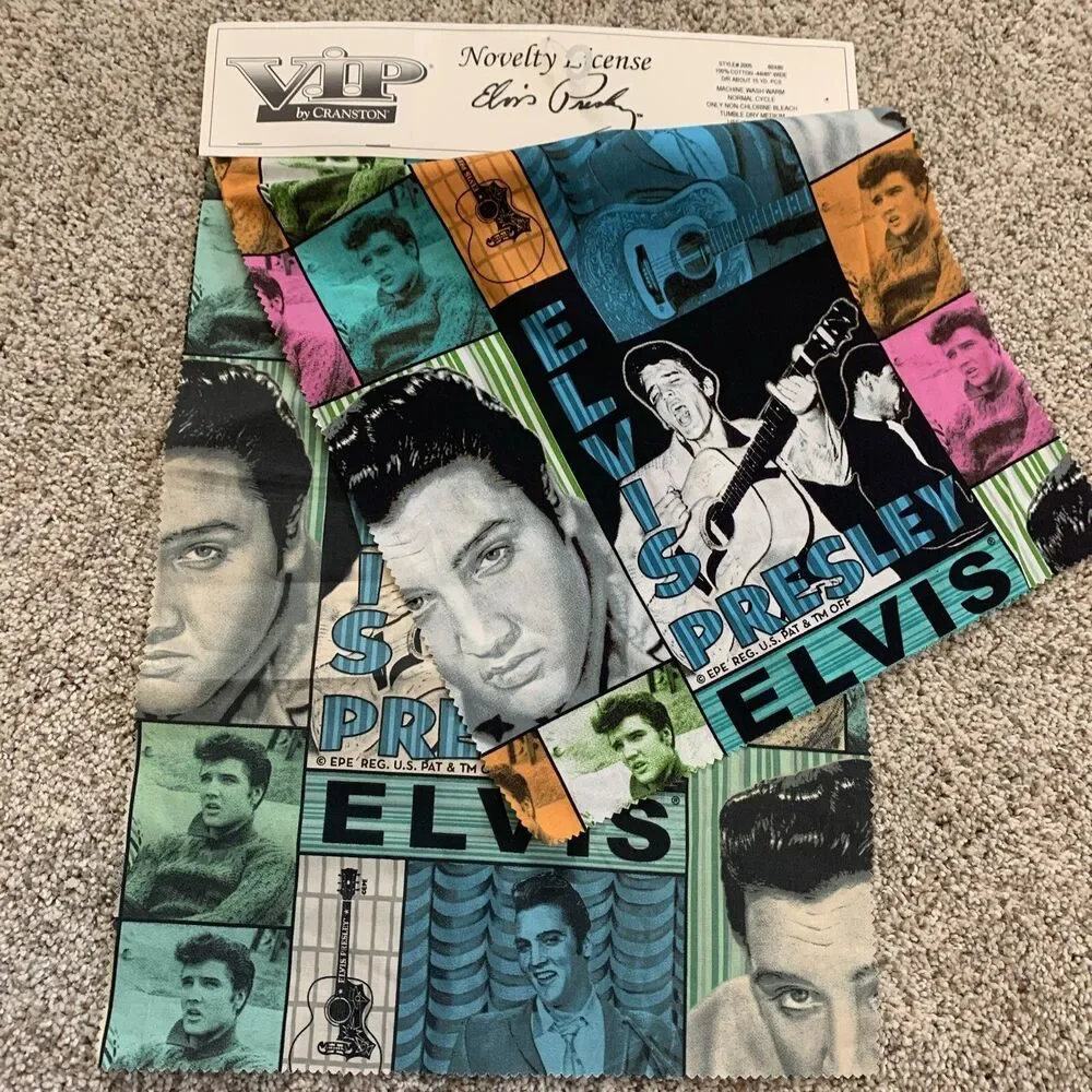 ELVIS PRESLEY VIP Cranston Sample Swatches 2 Piece  blue green tan beige